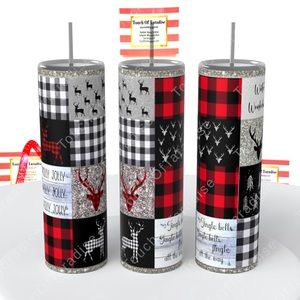 Festive Christmas Holly Jolly Reindeer Tumbler